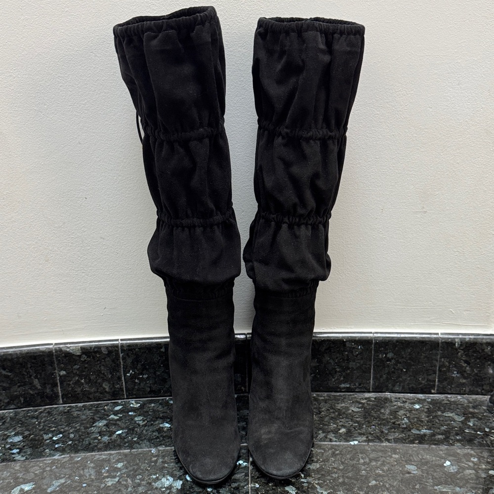 Roberto Cavalli Black Suede Over the Knee Beautiful Sexy Boots 39 NEW
